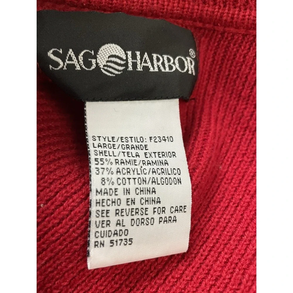 Sag Harbor Women Large Red Long Open‎ Cardigan Cotton Blend